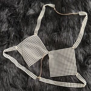 Elegant White Beaded Women's Top